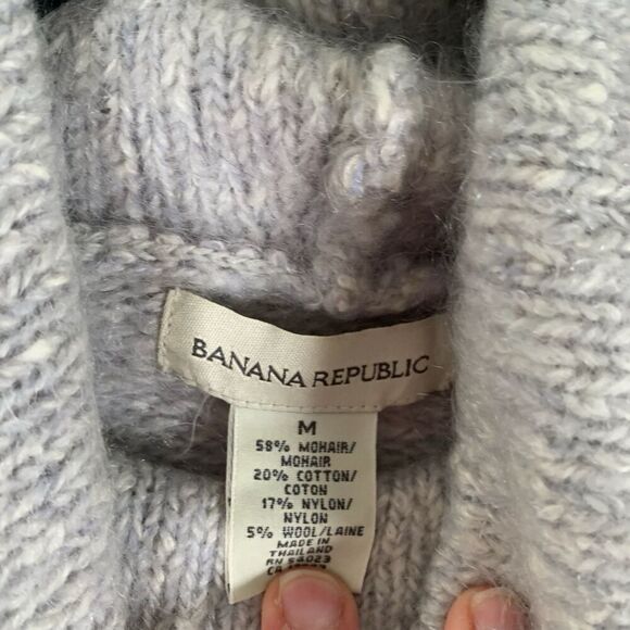 Banana Republic Mohair Wool Blend Sweater Women's Medium Grey Knit Turtleneck - Picture 2 of 9